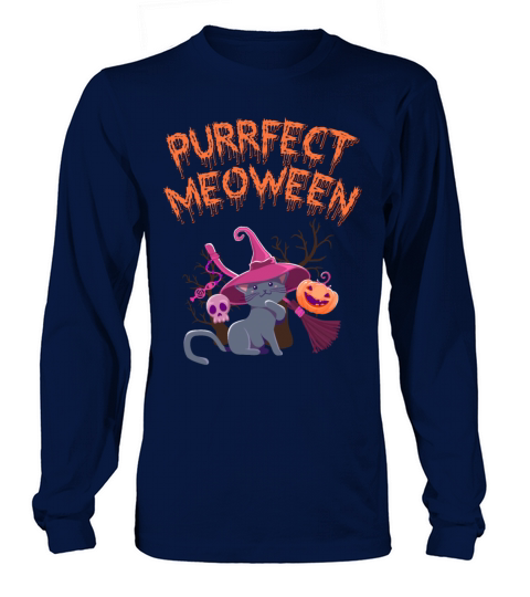 Purrfect Meoween Halloween Witch for Cat Lovers Women's Long Sleeve