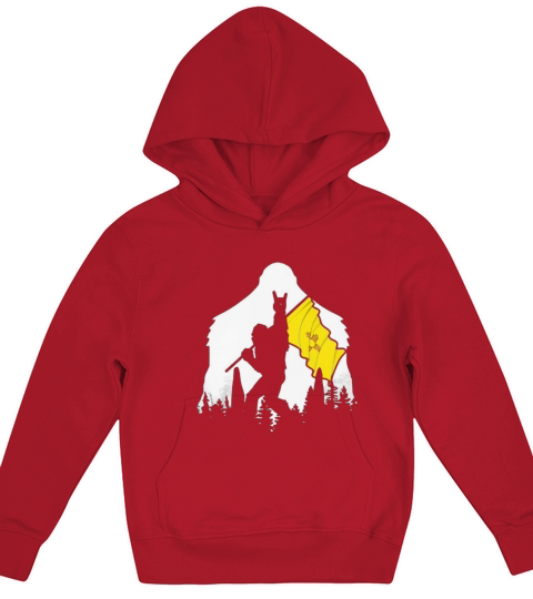 Bigfoot Rock N Roll New Mexico flag in the forest Kids Hoodie