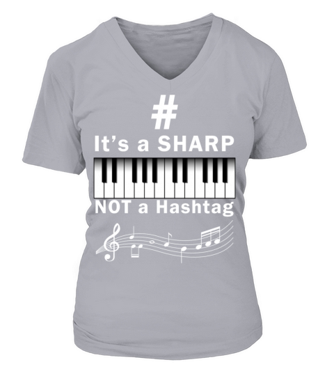Sharp not Hashtag Piano Player Musician Keyboard Women's V-Neck T-shirt