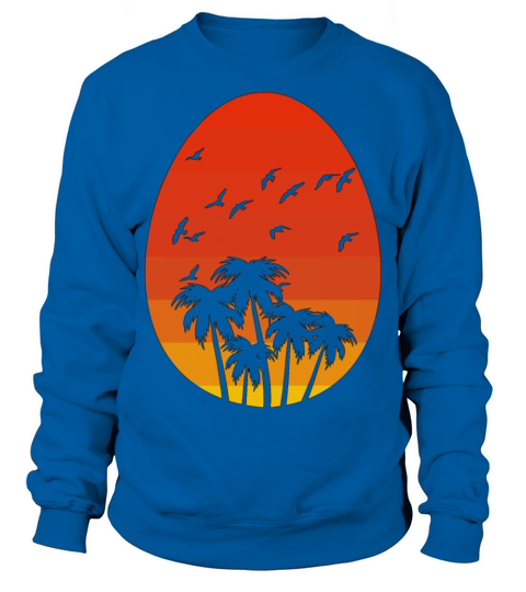 Easter Egg Vintage Sun Palm Present Gift Sweatshirt Unisex
