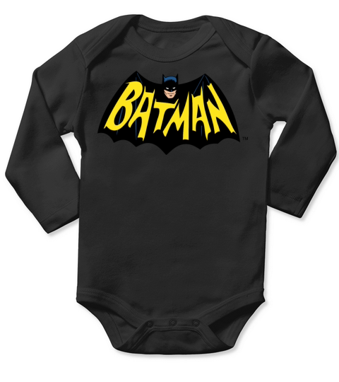 DC Comics Batman Wings Cool Logo Lettering Long Sleeve Baby One-Piece