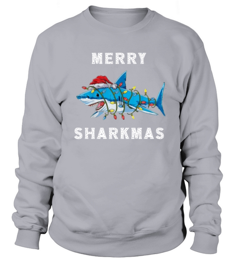Merry Sharkmas Shark Santa Ugly Christmas Lights B Men's Sweatshirt