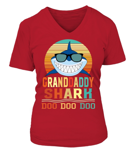 Vintage Mens Grandfather Shark Doo Doo Doo Father Women's V-Neck T-shirt