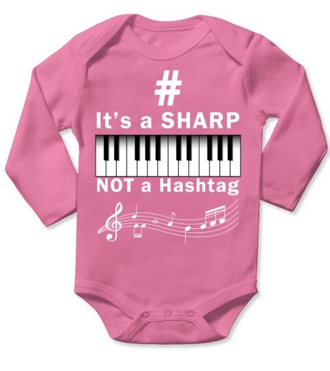 Sharp not Hashtag Piano Player Musician Keyboard Long Sleeve Baby One-Piece
