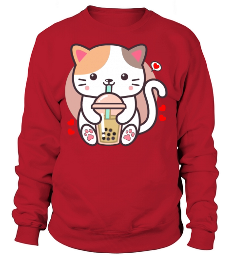 Cute Cat Boba Tea Bubble Tea Anime Japanese Neko Women's Sweatshirt