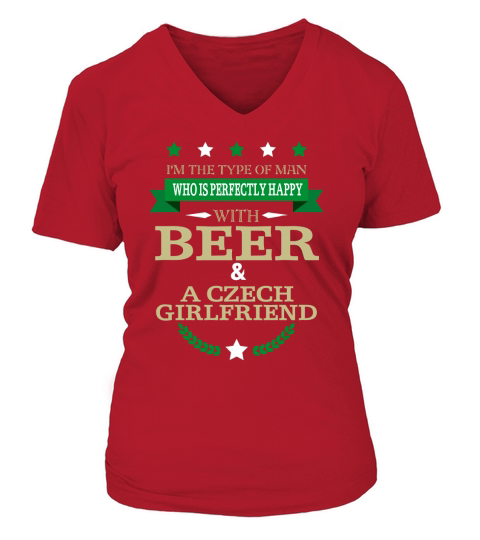 Mens Beer and Czech Girlfriend Funny T-Shirt V-neck T-Shirt Woman