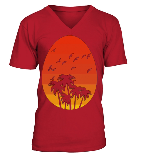 Easter Egg Vintage Sun Palm Present Gift V-Neck T-shirt