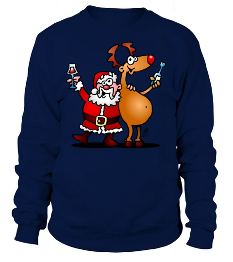 Merry Christmas Santa Claus and his Reindeer Women's Sweatshirt