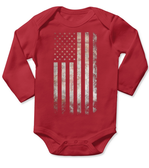 Vintage USA Flag Long Sleeve Baby One-Piece