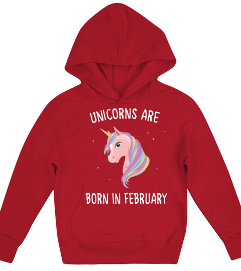 unicorns are born in february Kids Hoodie