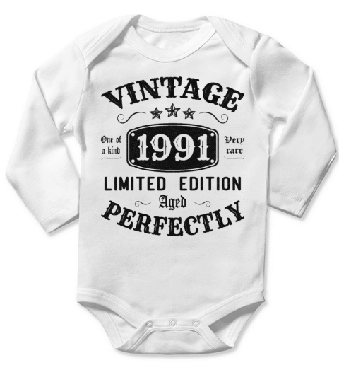Vintage 1991 Limited Edition Aged Perfectly Long Sleeve Baby One-Piece