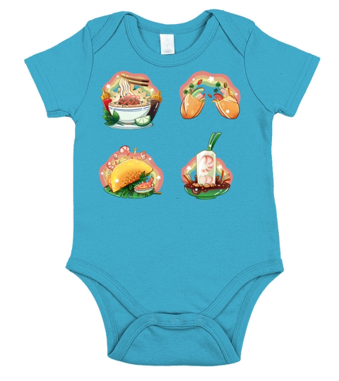 Vietnamese Foods - Pho Banh mi Banh xeo Goi cuon Short Sleeve Baby One-Piece