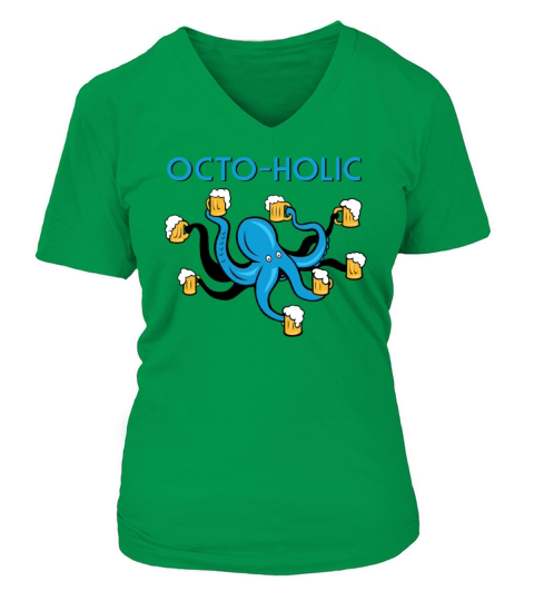 OctoHolic Octopus Funny Beer Gift Women's V-Neck T-shirt