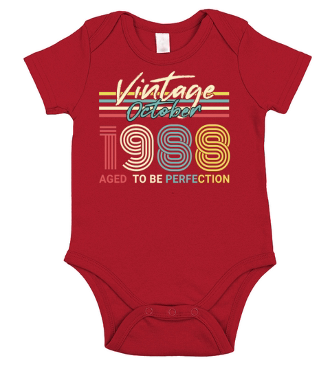 Born 1988 October Vintage Gift Idea Short Sleeve Baby One-Piece