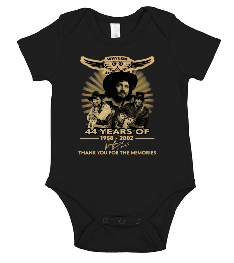 Symbol Waylon Jennings 44 years of 1958-2002 signature shirth Short Sleeve Baby One-Piece