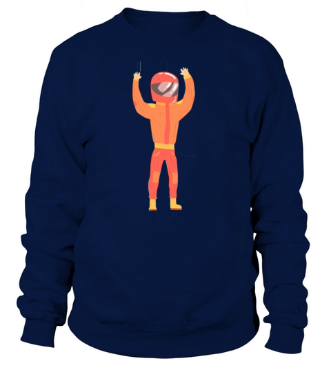 man in an orange Women's Sweatshirt