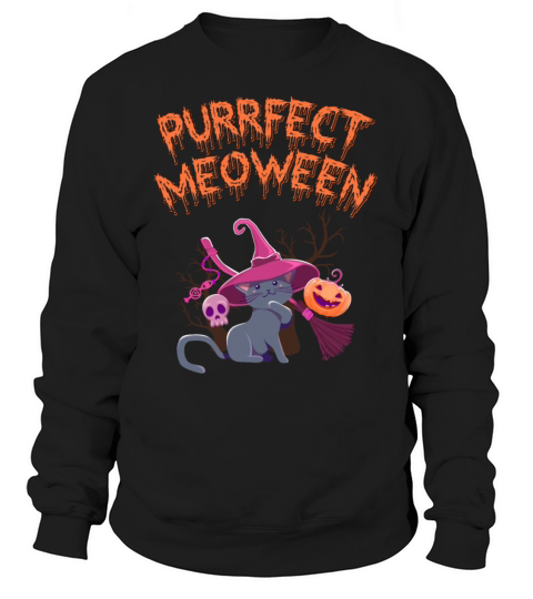 Purrfect Meoween Halloween Witch for Cat Lovers Women's Sweatshirt