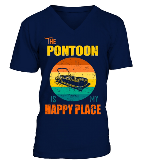 Pontoon Is My Happy Place Retro Vintage Design Men's V-Neck T-shirt