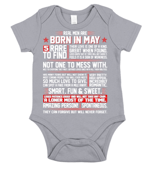 Real Men Are Born In May Birth Month Tshirt Short Sleeve Baby One-Piece