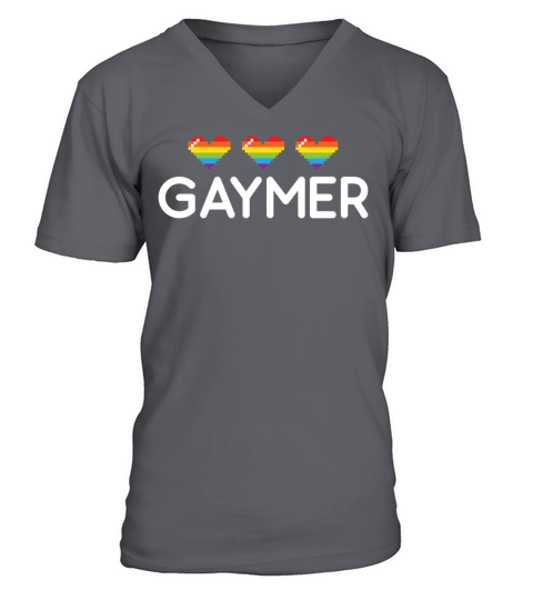 Gaymer Rainbow Hearts LGBT Pride Men's V-Neck T-shirt