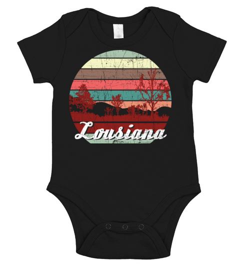 Retro Color Distressed Design Louisiana Travel Cam Short Sleeve Baby One-Piece