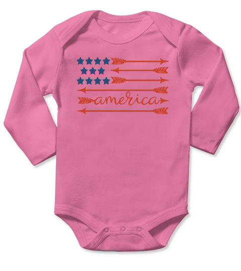 Celebrate 4th Fourth July Patriotic American Flag Long Sleeve Baby One-Piece