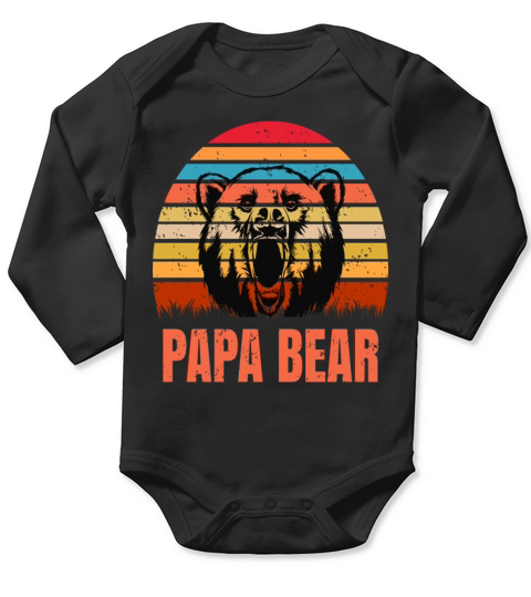Papa Bear Retro Vintage Long Sleeve Baby One-Piece