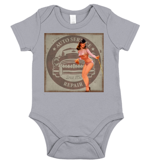Classic Pinup Girl Sexy Auto Repair Woman Retro Short Sleeve Baby One-Piece