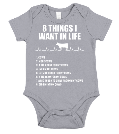 8 things I want in life cow Short Sleeve Baby One-Piece