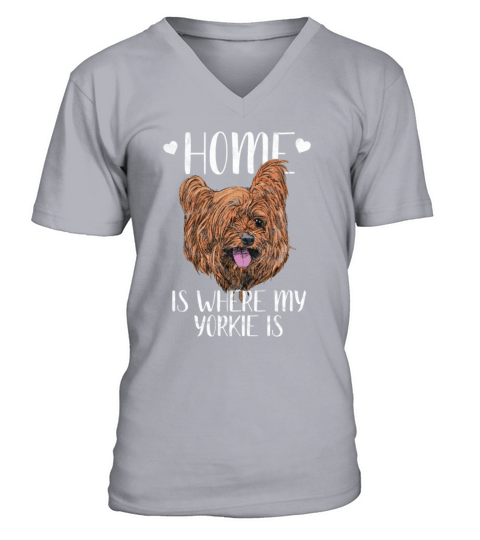 Dogs - Home is where my Yorkie is Men's V-Neck T-shirt