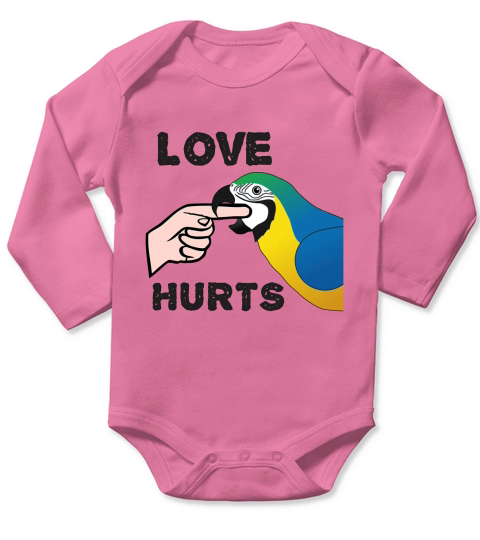 Love Hurts - Blue and Gold Macaw Parrot Long Sleeve Baby One-Piece