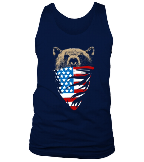 Grizzly bear with american bandana flag Men's Tank Top