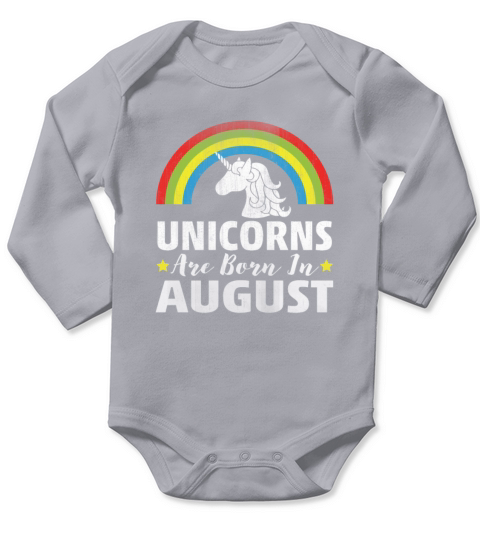 Unicorns Are Born In August Long Sleeve Baby One-Piece