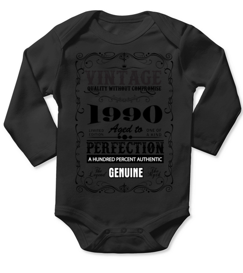 Premium Vintage 1990 Aged To Perfection Long Sleeve Baby One-Piece