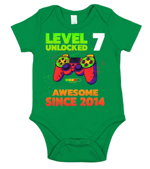 Level 7 Unlocked Awesome Since 2014 Birthday Short Sleeve Baby One-Piece