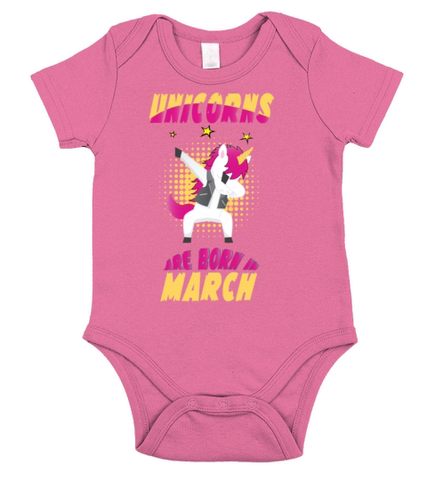 UNICORNS ARE BORN IN MARCH Short Sleeve Baby One-Piece