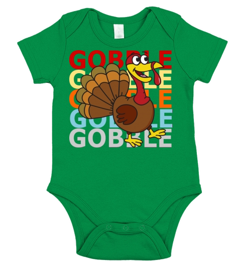 Retro Vintage Style Thanksgiving Turkey Gobbler Short Sleeve Baby One-Piece