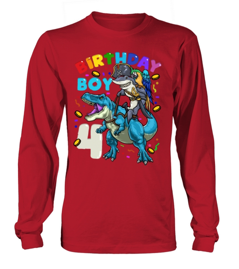 4th Birthday Dinosaur T Rex Women's Long Sleeve