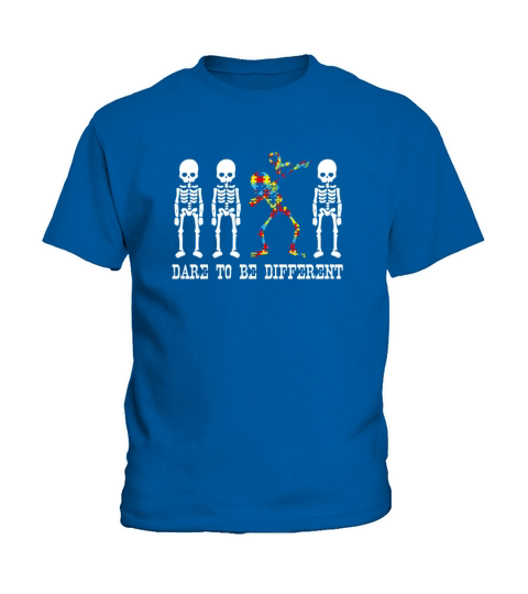 Dabbing Skeleton Dare To Be Different Autism Kids T-Shirt