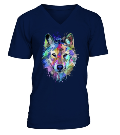 Splash Art Wolf T-Shirt Gifts for Wolf lovers Men's V-Neck T-shirt