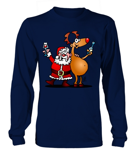 Merry Christmas Santa Claus and his Reindeer Men's Long Sleeve