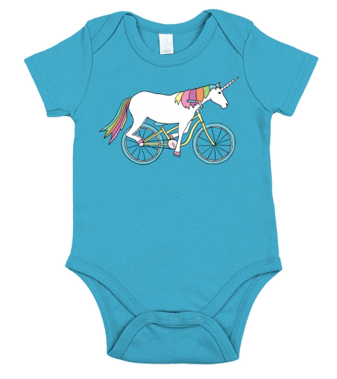 unicorn riding bike Short Sleeve Baby One-Piece