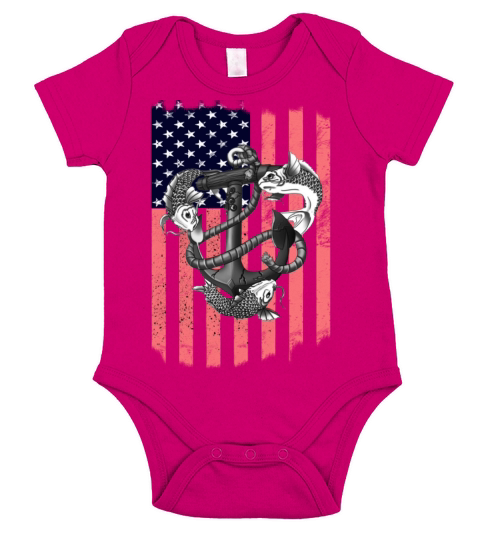 Fisher - Awesome american flag t-shirt for fishe Short Sleeve Baby One-Piece