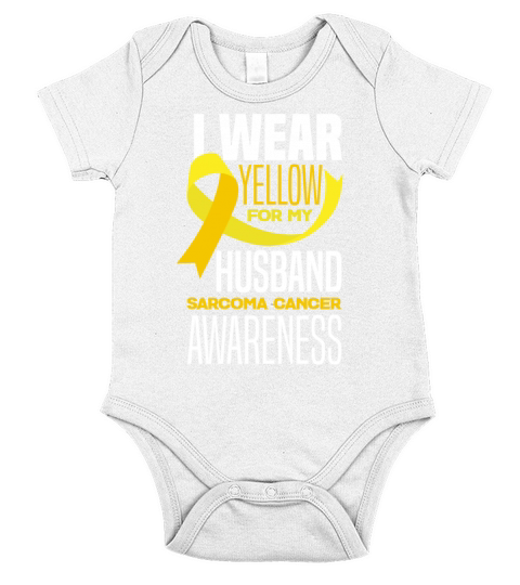 I Wear Yellow For My Husband Sarcoma Cancer Short Sleeve Baby One-Piece