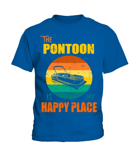 Pontoon Is My Happy Place Retro Vintage Design Kids T-Shirt