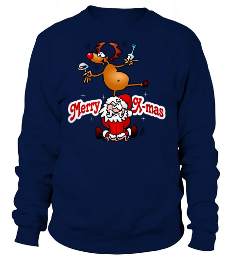 Merry Christmas - Reindeer dances on Santa Claus Women's Sweatshirt