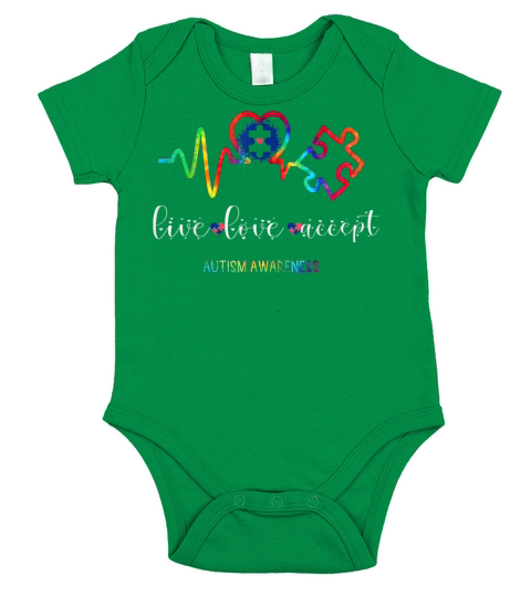 Live Love Accept Autism Awareness christmas presen Short Sleeve Baby One-Piece
