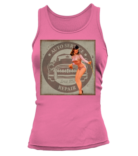 Classic Pinup Girl Sexy Auto Repair Woman Retro Women's Tank Top