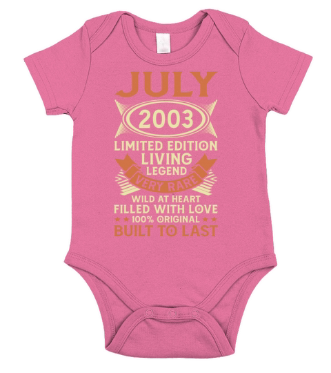 18th Birthday July Gift Vintage 2003 18 Years Short Sleeve Baby One-Piece