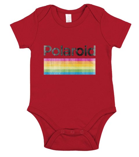 Classic Polaroid Logo Vintage Style Rainbow Short Sleeve Baby One-Piece